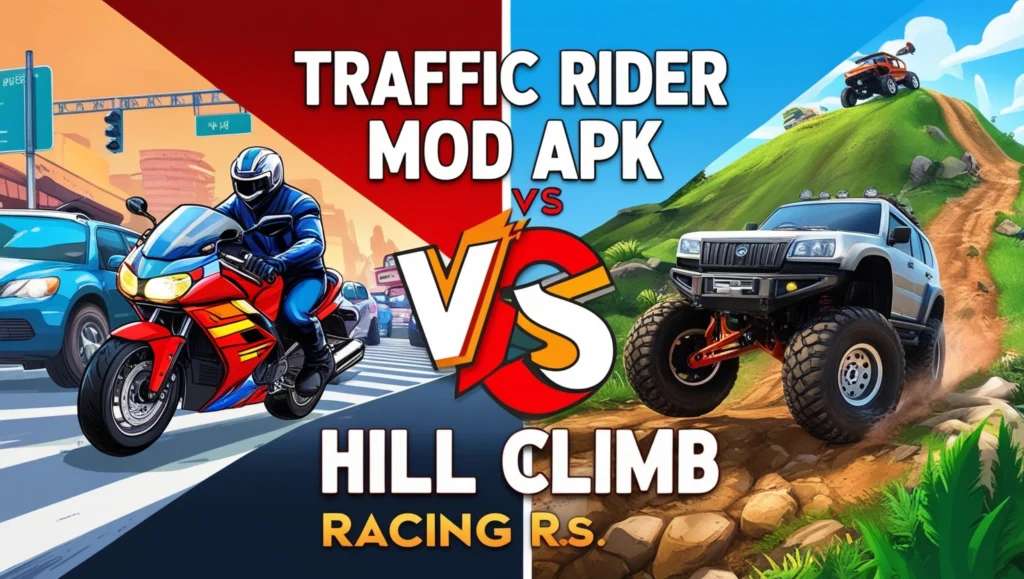 Traffic Rider Mod APK vs Hill Climb Racing