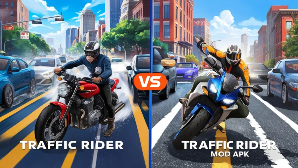 Traffic Rider Mod APK vs Original