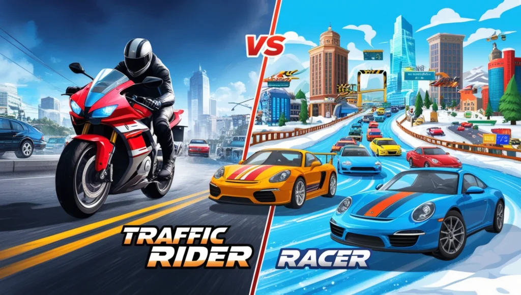 Traffic Rider Mod APK vs Traffic Racer