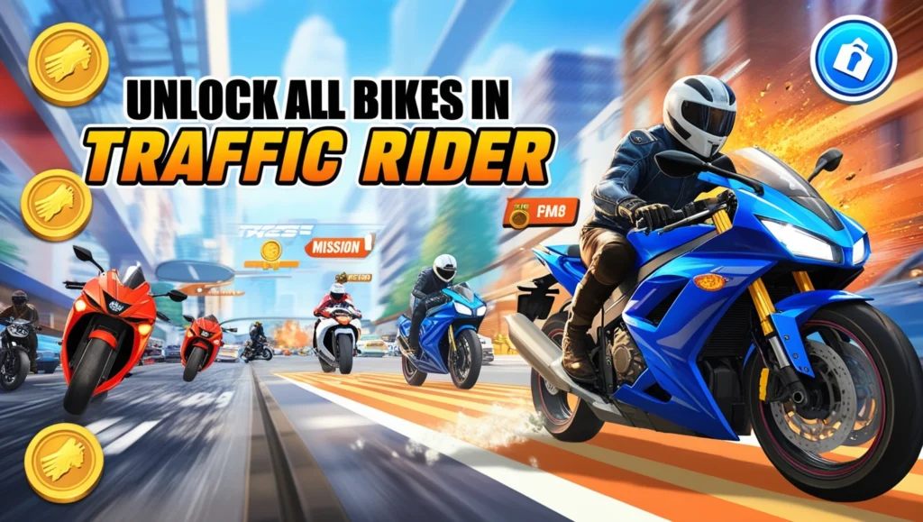 unlock all bikes in Traffic Rider